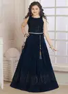 Navy Blue Colour Shaily Wedding Wear Designer Pure Georgette Kidswear Lehenga Choli Collection 1001